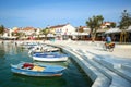 Anchored boats at seafront