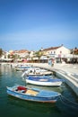 Anchored boats at seafront