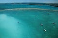 Aerial view of boats in the Florida keys, USA water