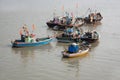 Anchored fishing boats, Harnai Port, Konkan, Maharashtra