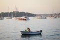 Anchored motor boat in Adriatic sea Royalty Free Stock Photo