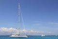 Anchored sailboat Formentera turquoise Illetes Royalty Free Stock Photo