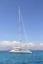 Anchored sailboat Formentera turquoise Illetes Royalty Free Stock Photo