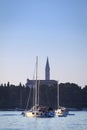 Anchored sailboats in Adriatic coast Royalty Free Stock Photo