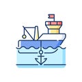 Anchored ship RGB color icon