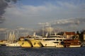 Anchored vessels in Stari grad Hvar Royalty Free Stock Photo