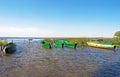 Anchored wooden boats in small bay Royalty Free Stock Photo