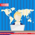 Anchorman on tv broadcast news. flat vector illustration. with the release of breaking . Royalty Free Stock Photo