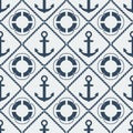 Anchors lifebuoy seamless pattern