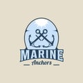 anchors nautical emblem logo vector vintage illustration template icon graphic design. marine navy sign or symbol for travel Royalty Free Stock Photo