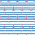 Anchors and rescue buoy seamless pattern