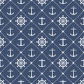 Anchors and steering wheels seamless pattern