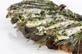 Anchovies on bread oil and parsley