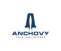 Anchovy fish logo design. Letter a with fish vector design Royalty Free Stock Photo