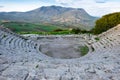 Ancien architecture of ruins Greek amphitheater, Segeste, Sicily