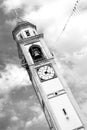 ancien clock tower in italy europe old stone and bell Royalty Free Stock Photo