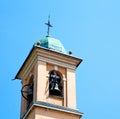 ancien clock tower in italy europe old stone and bell Royalty Free Stock Photo
