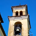 ancien clock tower in italy europe old stone and bell Royalty Free Stock Photo