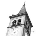 ancien clock tower in italy europe old stone and bell Royalty Free Stock Photo