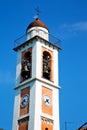 ancien clock tower in italy europe old stone bell Royalty Free Stock Photo