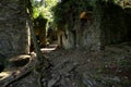 The ancient abandoned mines of Calcaferro on the Apuan Alps. Archaeological mining site of Mulina di Stazzema, Lucca.