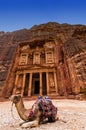 Ancient abandoned rock city of Petra in Jordan Royalty Free Stock Photo