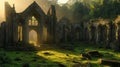Ancient Abbey Ruins Basking In Morning Sunlight Royalty Free Stock Photo