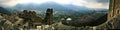 Ancient Abbey, ruins, mountain, fog and landscape