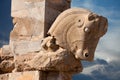 Ancient Achaemenid Bull Statue as a Column Capital in Persepolis of Shiraz Royalty Free Stock Photo