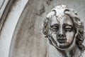 Ancient aged sculpture of beautiful Venetian Renaissance Era woman portrait in Venice with copy space for text, Italy, closeup,