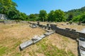 Archeological excavation site, ruins of ancient Agora in Limenas, (Thasos city), Thassos Island, Greece