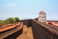 Ancient Aguada Fort and lighthouse was built in the 17th century. Royalty Free Stock Photo