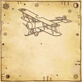 ancient airplane. Imitation of old paper. Royalty Free Stock Photo