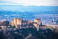 Ancient Alhambra morning view, UNESCO world heritage site in Granada