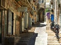 Ancient Alley in Jewish Quarter, Jerusalem. Israel. Photo in old color Royalty Free Stock Photo