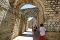 Ancient Alley in Jewish Quarter, Jerusalem. Israel. Photo in old color Royalty Free Stock Photo