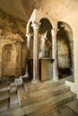 Ancient altar of the miracle completely in stone inside the cathedral of Bolsena Italy