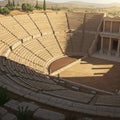 An ancient amphitheater featuring stone seating arranged in a semicircular pattern Royalty Free Stock Photo