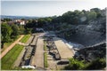 Ancient amphitheater near the Fournier hill in Lyon, France Royalty Free Stock Photo