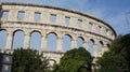 Ancient amphitheater portion of the building in Pula city in Croatia