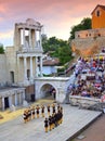 Ancient amphitheater stage dancers