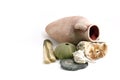 Ancient amphora and shells Royalty Free Stock Photo