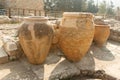 Ancient amphoras in the Knossos palace. Heraklion Royalty Free Stock Photo