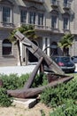 Ancient anchor in the street of Barcelona.