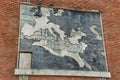 Ancient antique map on a brick wall of the Vatican Museum