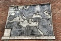 Ancient antique map on a brick wall of the Vatican Museum