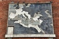 Ancient antique map on a brick wall of the Vatican Museum