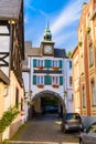 Ancient antique old hotel in Ruedesheim am Rhein Rhine, Rudesheim, Rheingau-Taunus-Kreis, Darmstadt, Hessen, Germany