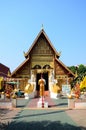 Ancient antique Ubosot Wihan Kaew for thai travelers people travel visit respect praying blessing buddha wish holy at Wat Phra