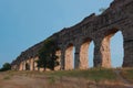 Ancient aqueducts at Parco Degli Acquedotti. Stone arches built to carry water into the city during Roman Empire. Outdoor park. Royalty Free Stock Photo